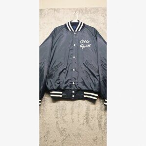 Vintage Butwin Bomber Jacket Mens X-Large Navy Blue‎ Snap Long Sleeve Pockets